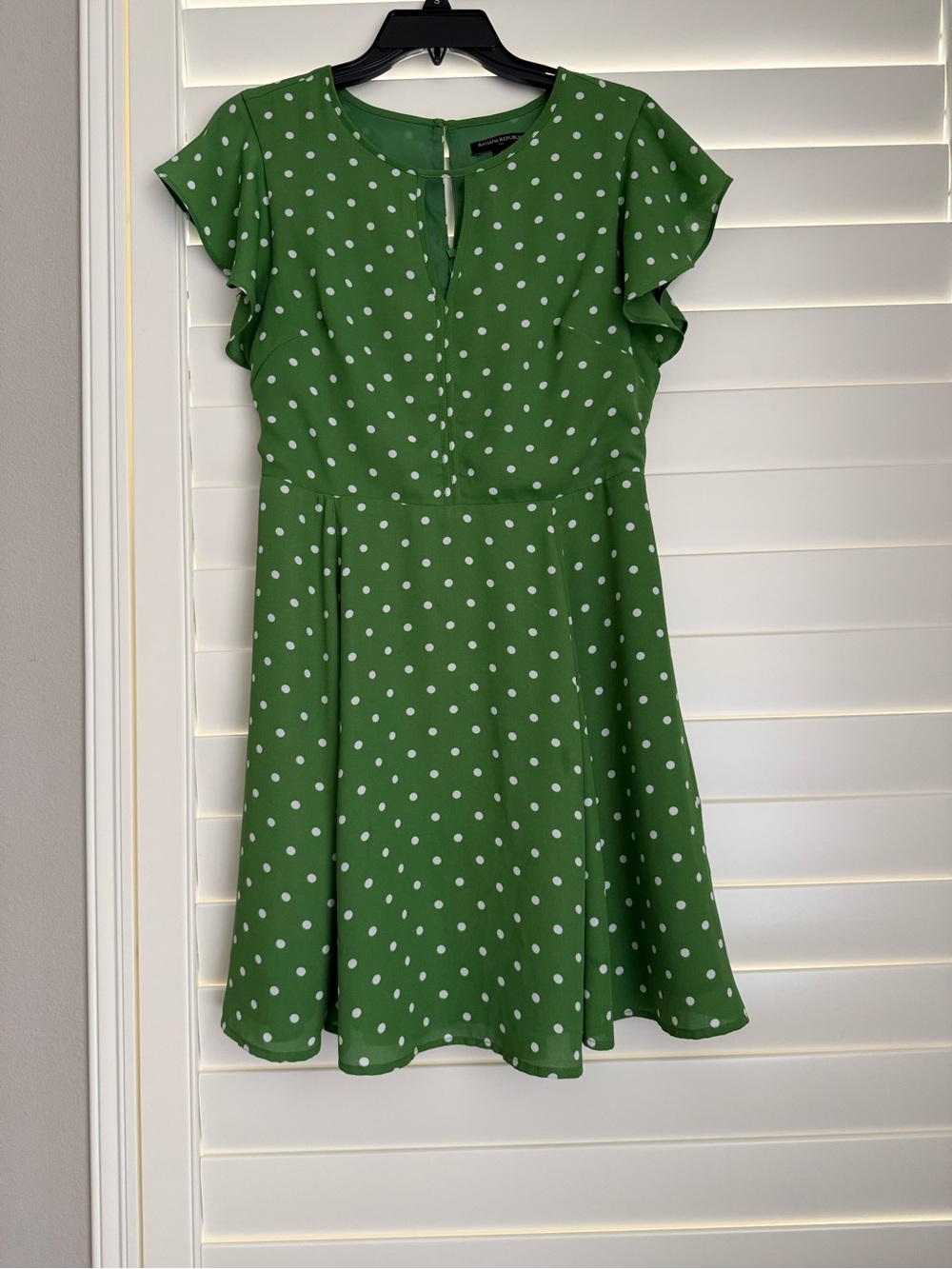Banana Republic Green Polka Dot Ruffle-Sleeve Dress